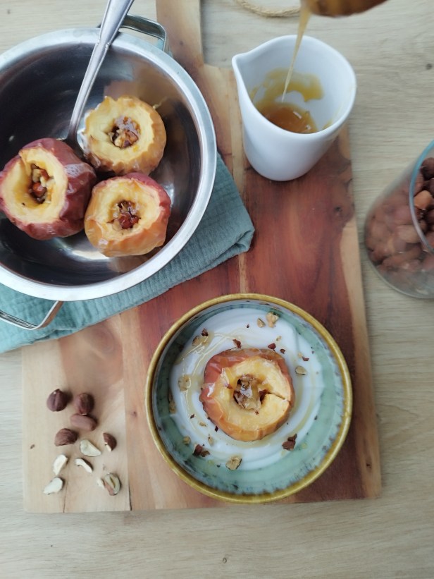 Pommes au four miel-noisette