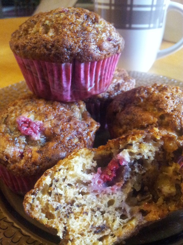 muffins bananes framboises