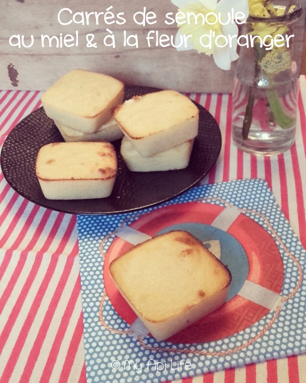 carrés de semoule miel et fleur d'oranger