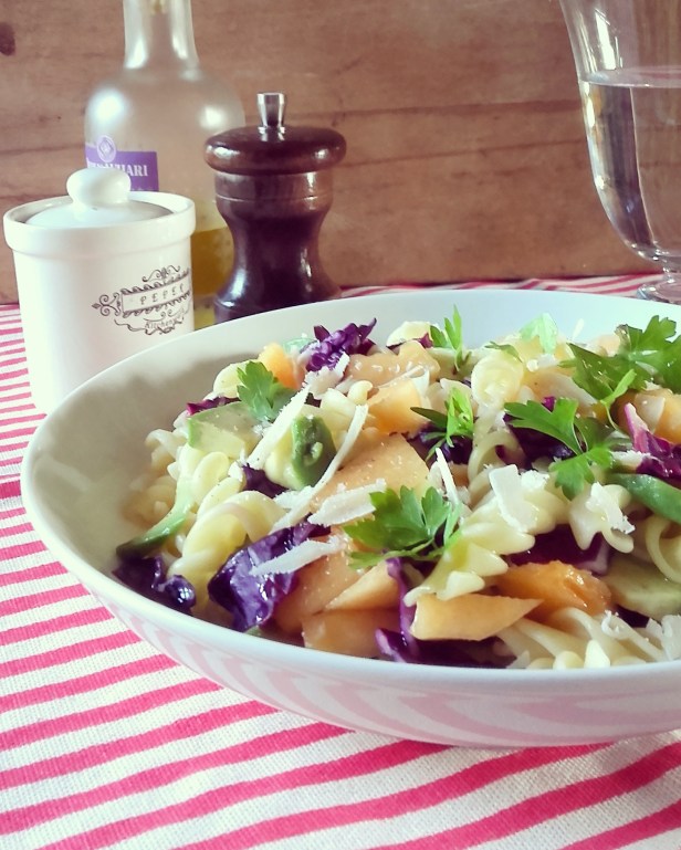 salade de fusilli chou rouge melon