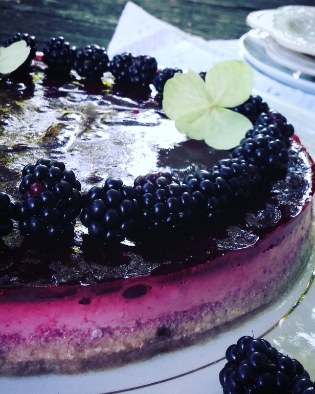 Blackberry panna cotta pie (tarte à la panna cotta et à la mûre)