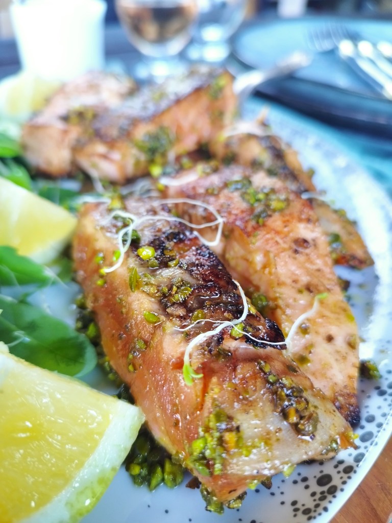 tataki de saumon aux pistaches