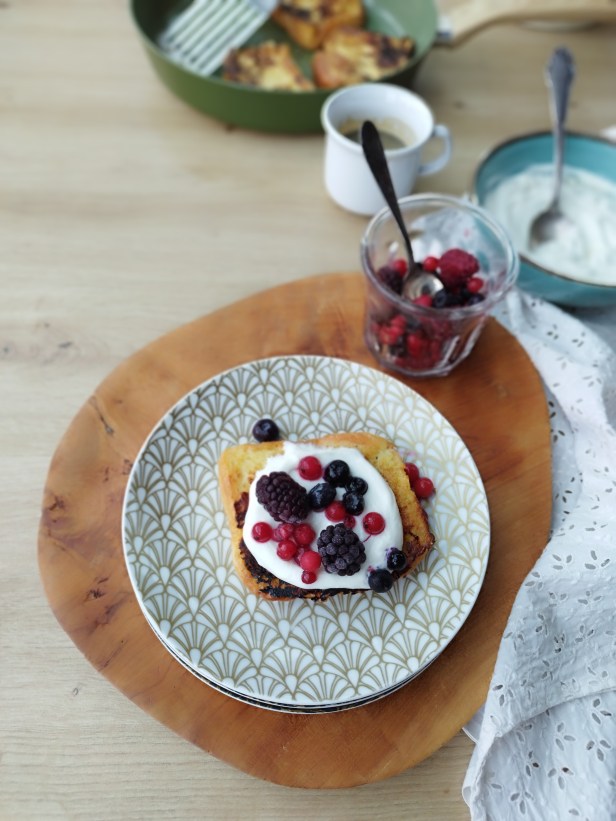 Brioche perdue ricotta et fruits rouges