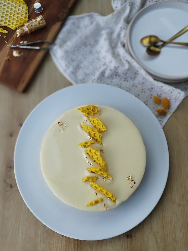 Entremets vanille et miel de châtaignier sans gluten