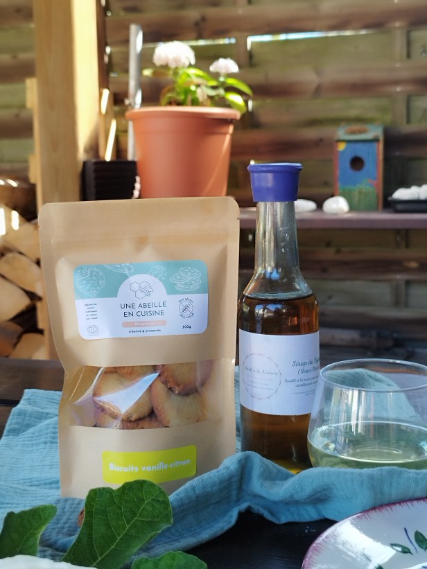 biscuits sans gluten vanille citron Une Abeille en Cuisine et sirop de figuier Aude à la Nature